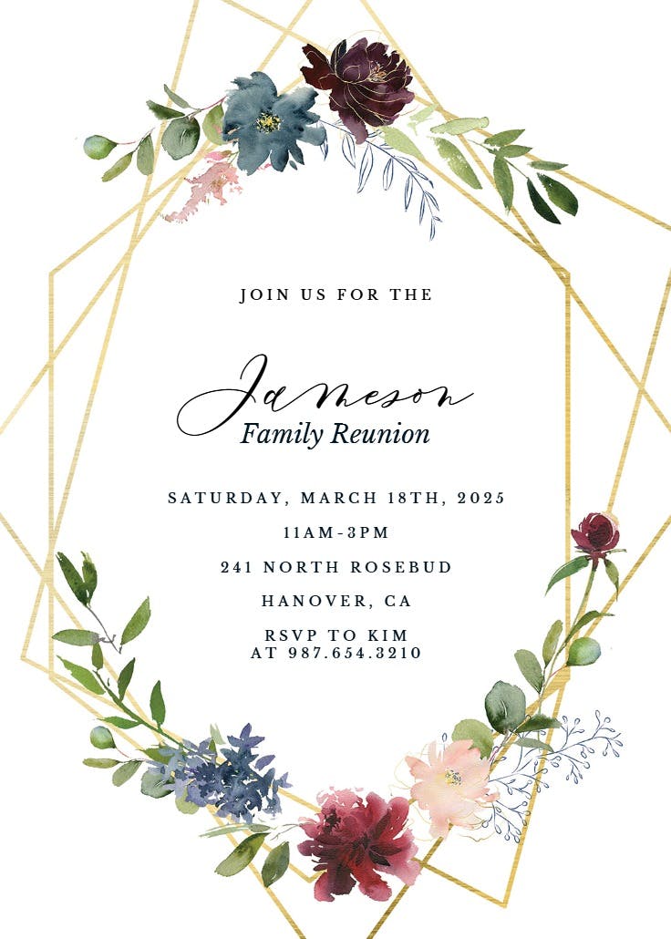 Geometric & flowers - family reunion invitation